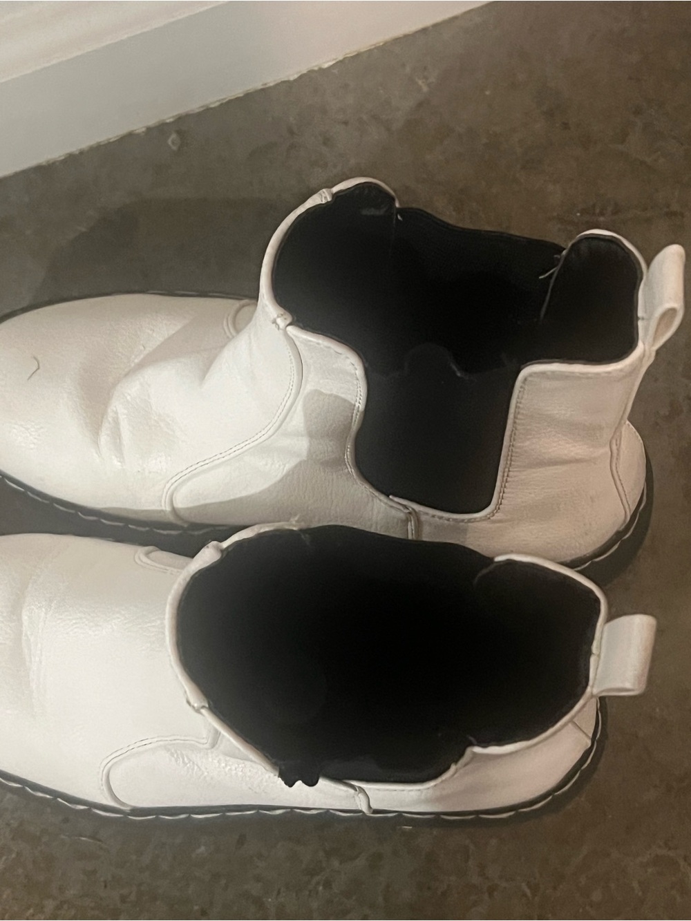 Women’s White Chelsea Boots with Black Interior